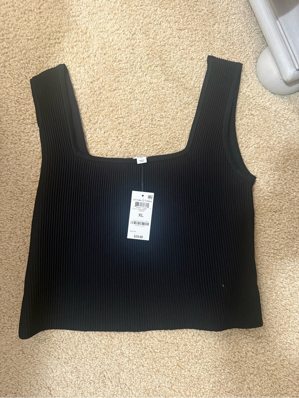Macy's Black Ribbed Square-Neck Tank Top